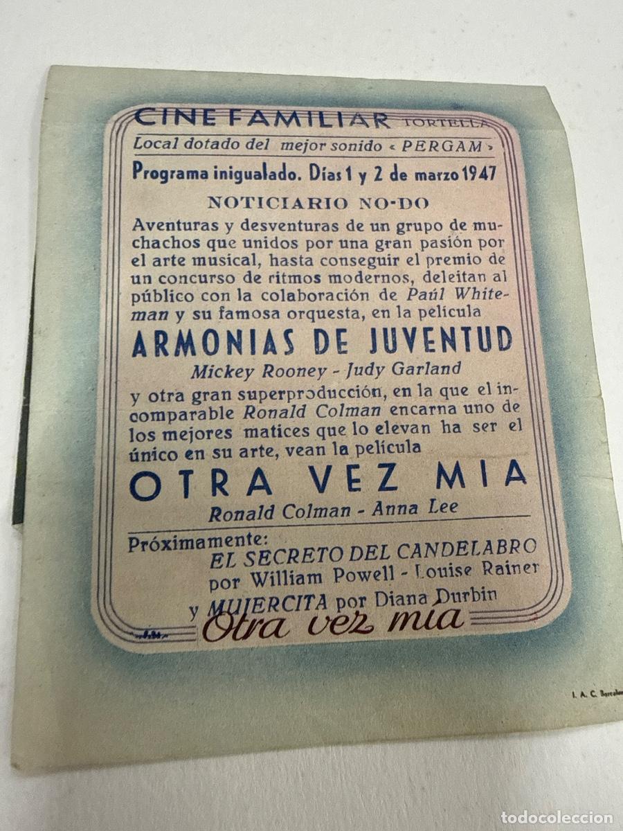 Cine: OTRA VEZ MIA. Antiguo programa de cine de mano. Diptico - Foto 3