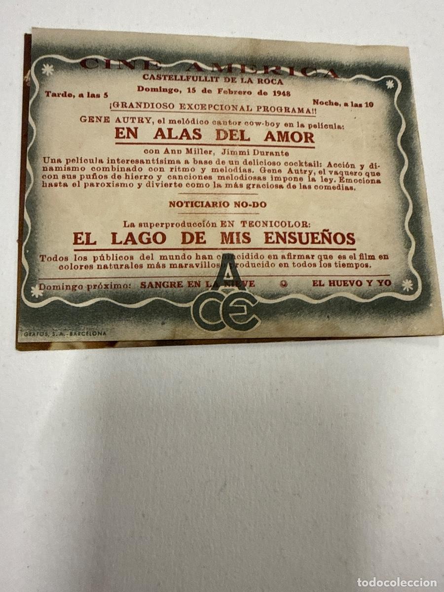 Cine: EL LAGO DE MIS ENSUE&Ntilde;OS. Antiguo programa de cine de mano. Diptico - Foto 3