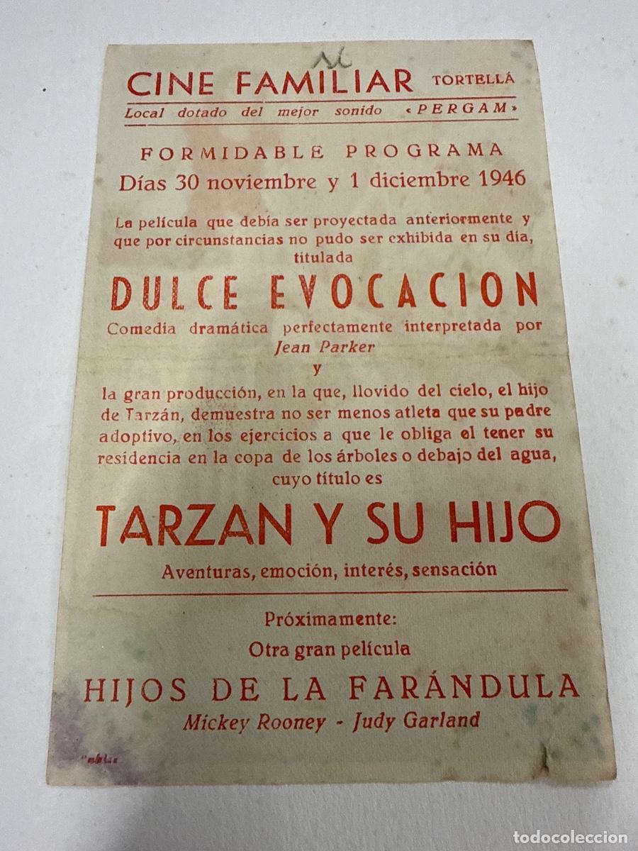 Cine: TARZAN Y SU HIJO. Antiguo programa de cine de mano. - Foto 2