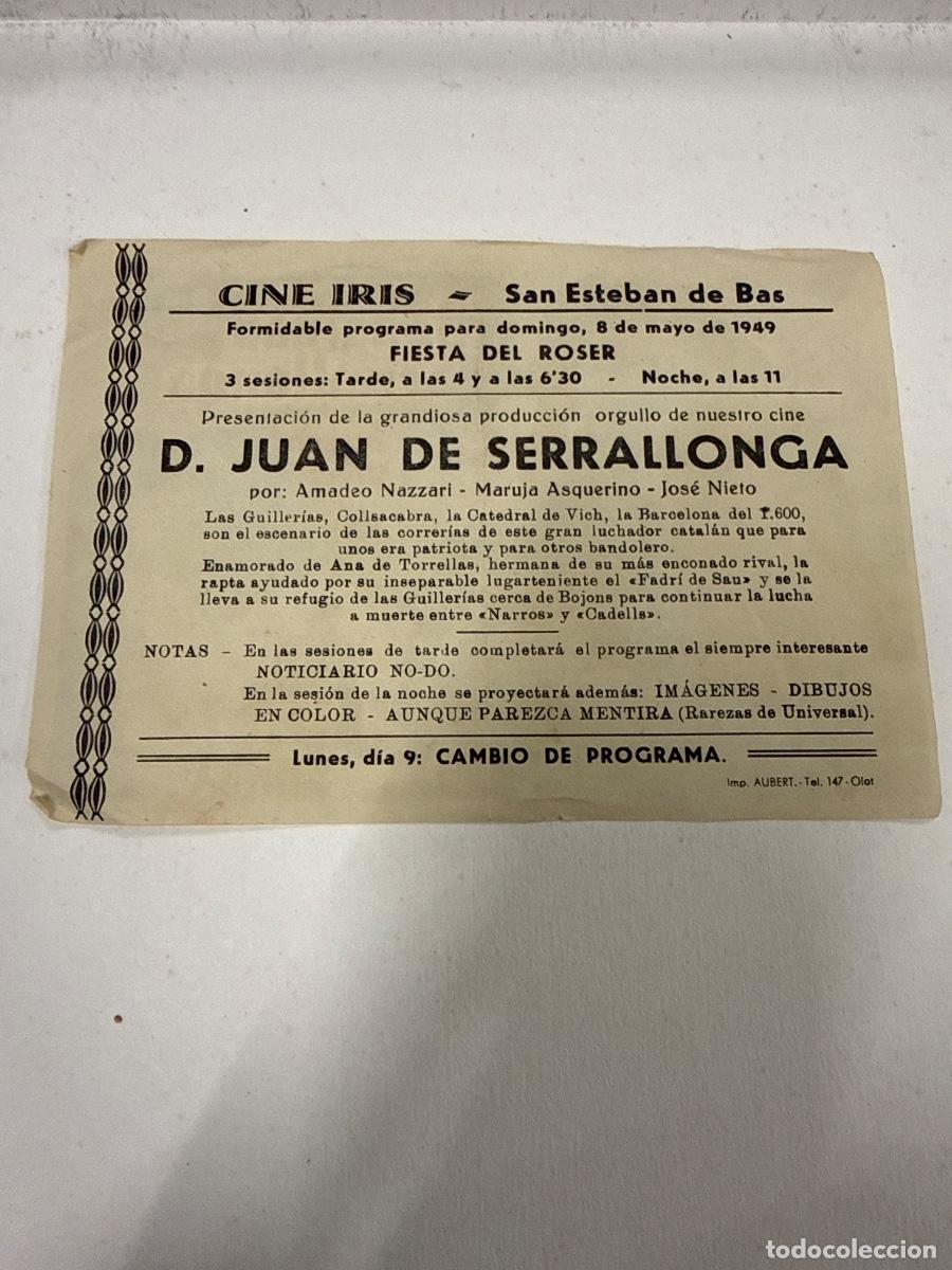 Cine: DON JUAN SERRALLONGA. Antiguo programa de cine de mano. - Foto 2