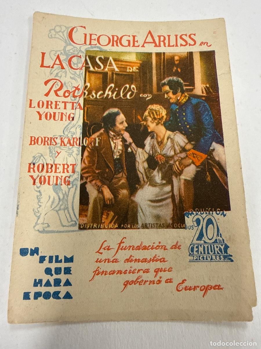 Cine: LA CASA DE ROTKSCHILD. Antiguo programa de cine de mano.