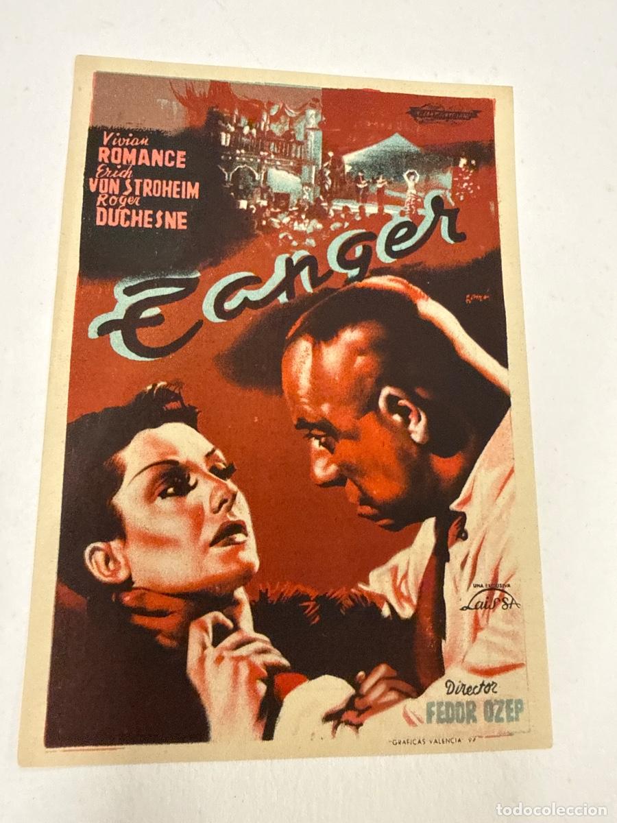 Cine: TANGER. Antiguo programa de cine de mano.