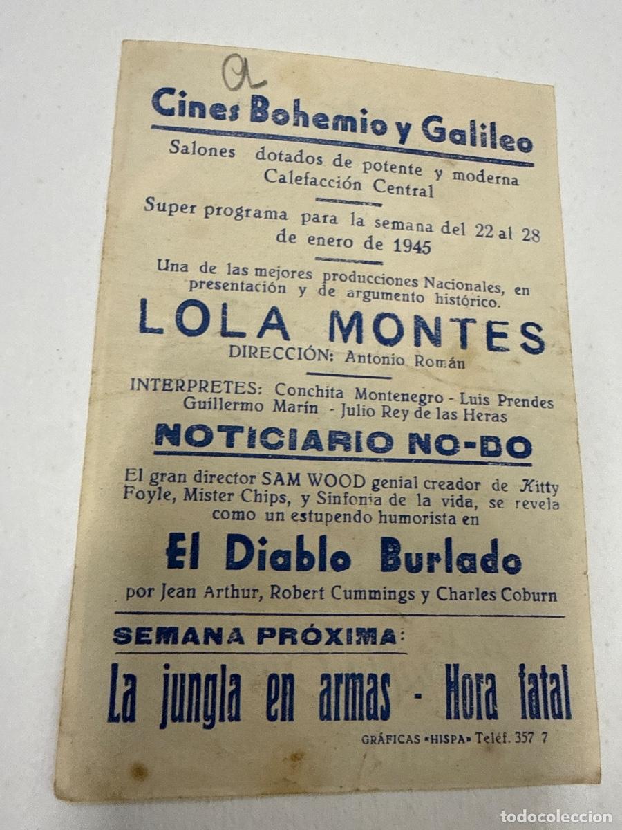 Cine: EL DIABLO BURLADO. Antiguo programa de cine de mano. - Foto 2
