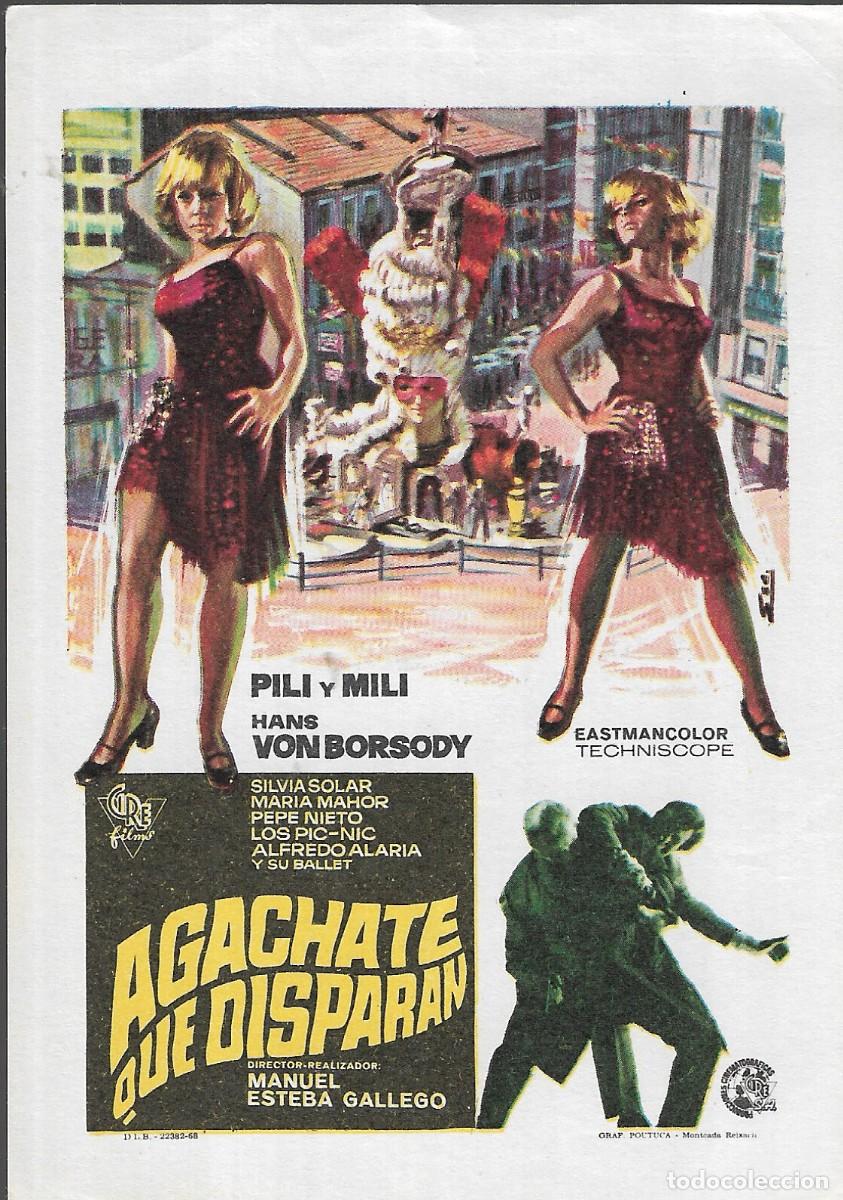 Cine: PROGRAMA DE CINE - AG&Aacute;CHATE QUE DISPARAN - PILI Y MILI - 1969- SIN PUBLICIDAD.