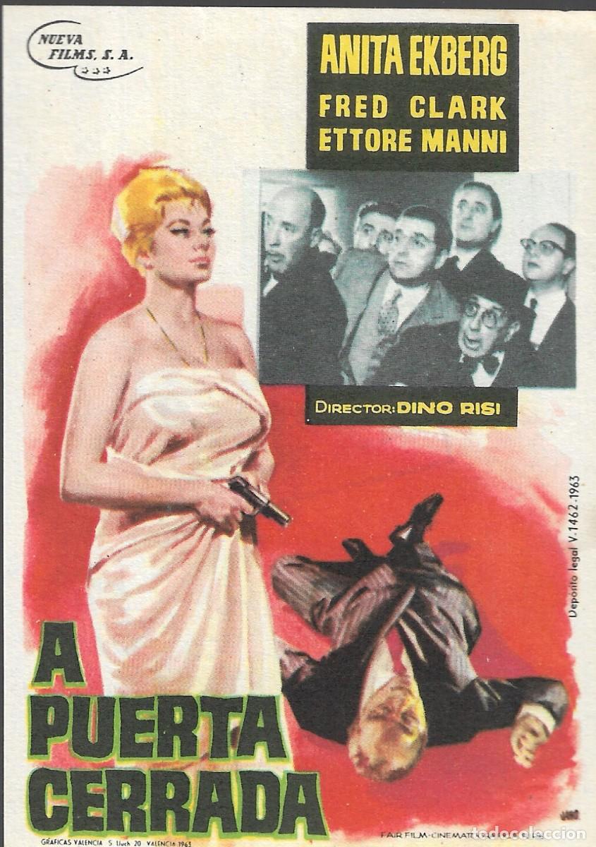 Cine: PROGRAMA DE CINE - A PUERTA CERRADA - ANITA EKBERG - 1963 - SIN PUBLICIDAD.