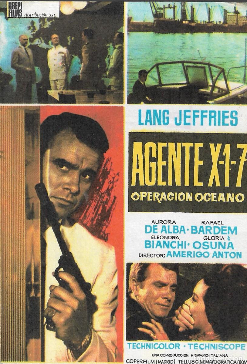 Cine: PROGRAMA DE CINE - AGENTE X 1-7 OPERACI&Oacute;N OC&Eacute;ANO - LANG JEFFRIES - 1966 - SIN PUBLICIDAD.