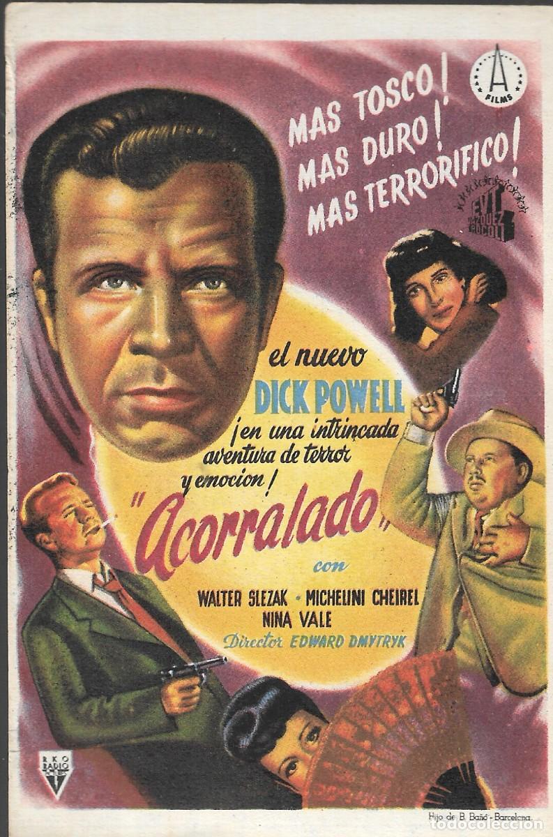 Cine: PROGRAMA DE CINE - ACORRALDO - DICK POWELL - 1945 - SIN PUBLICIDAD. - Foto 1