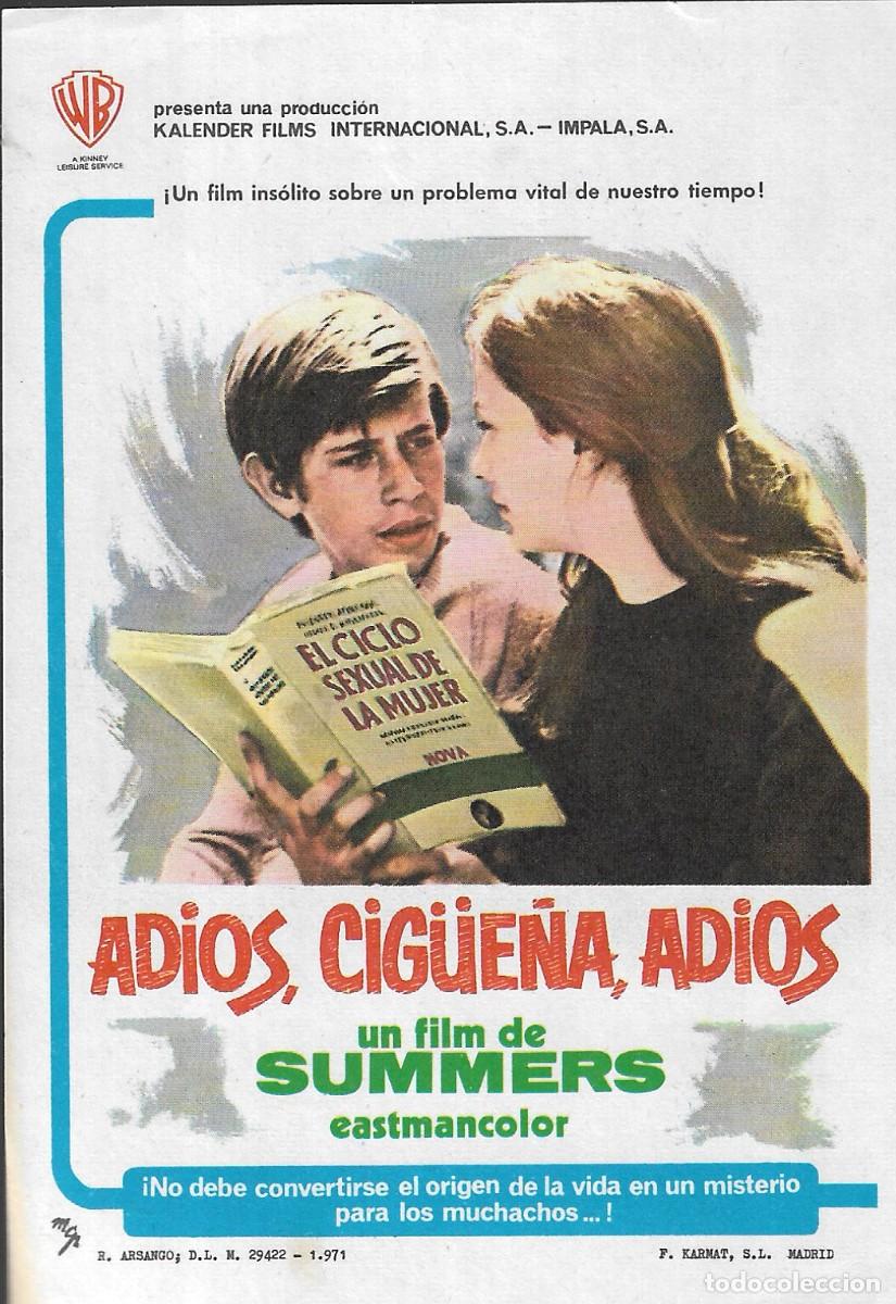 Cine: PROGRAMA DE CINE - ADIOS, CIG&Uuml;E&Ntilde;A, ADI&Oacute;S - MANUEL SUMMERS - 1971- SIN PUBLICIDAD.
