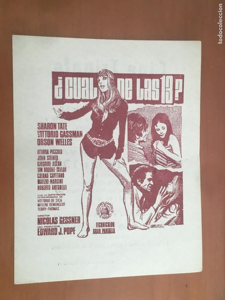 Cine: cual de las 13 sharon tate folleto de mano local original estreno