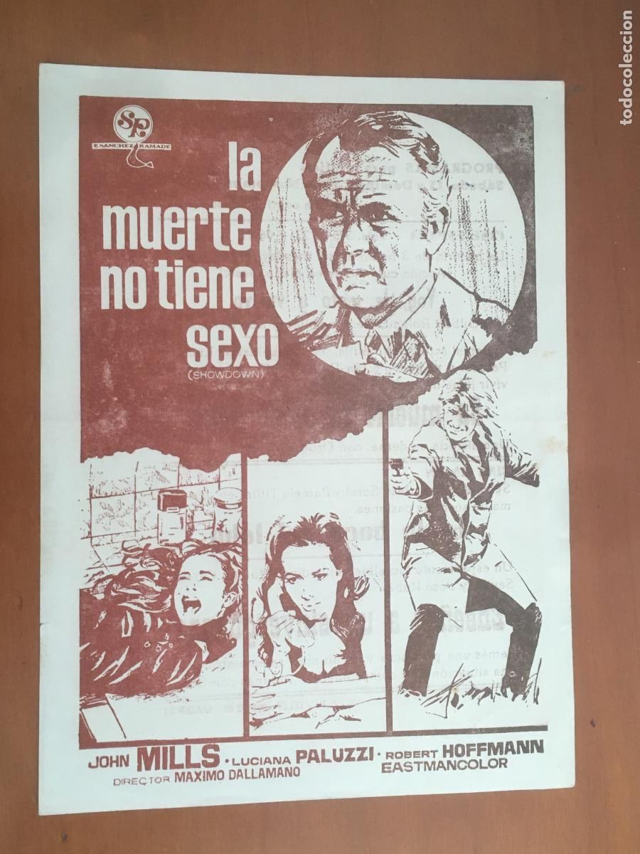 Cine: la muerte no tiene sexo luciana paluzzi folleto de mano local original estreno