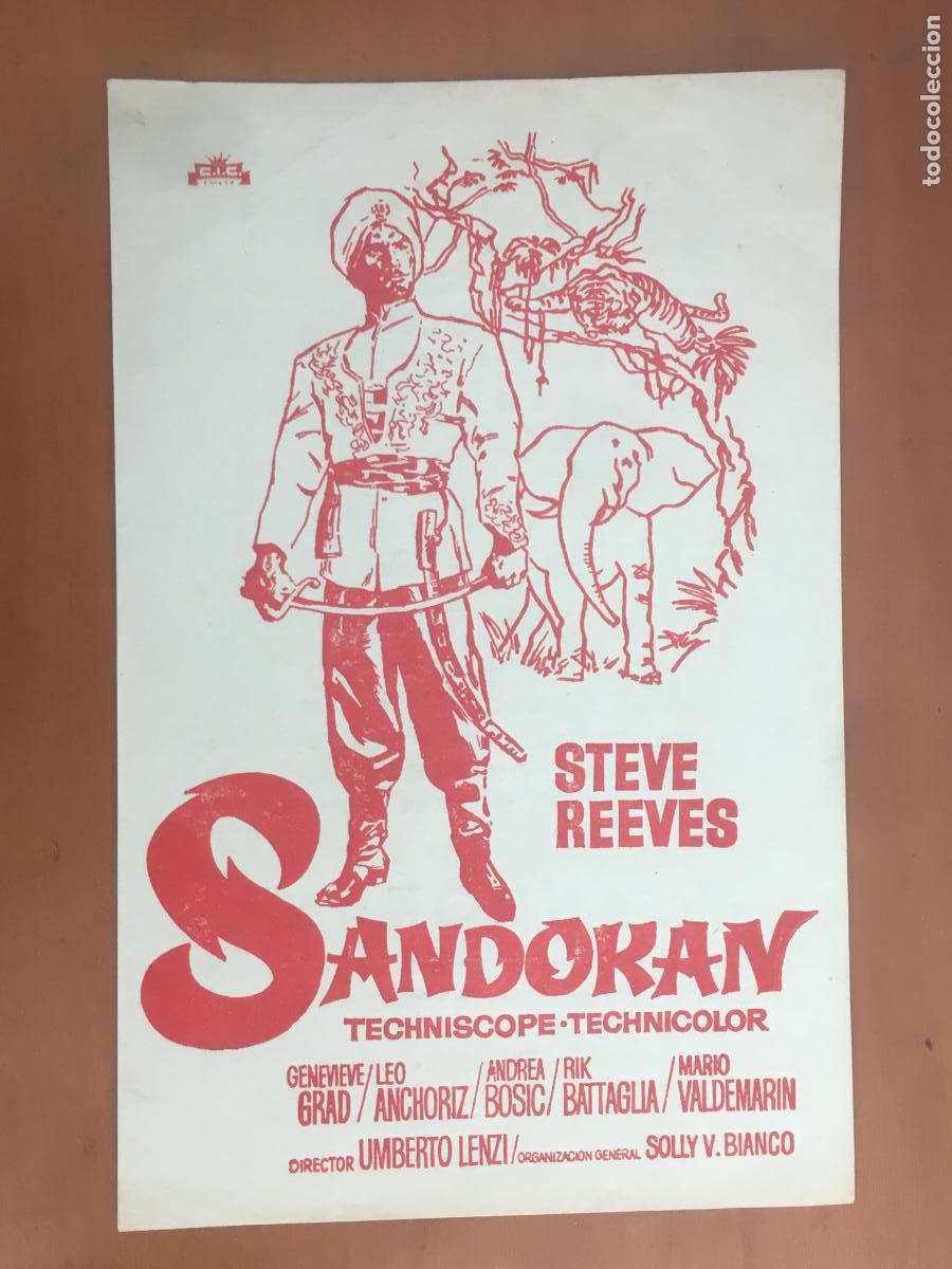 Cine: sandokan steve reeves folleto de mano local original estreno