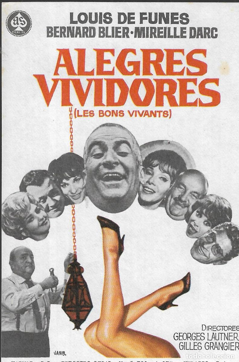 Cine: PROGRAMA DE CINE - ALEGRES VIVIDORES - LOUIS DE FUNES - 1970 - JANO - SIN PUBLICIDAD.