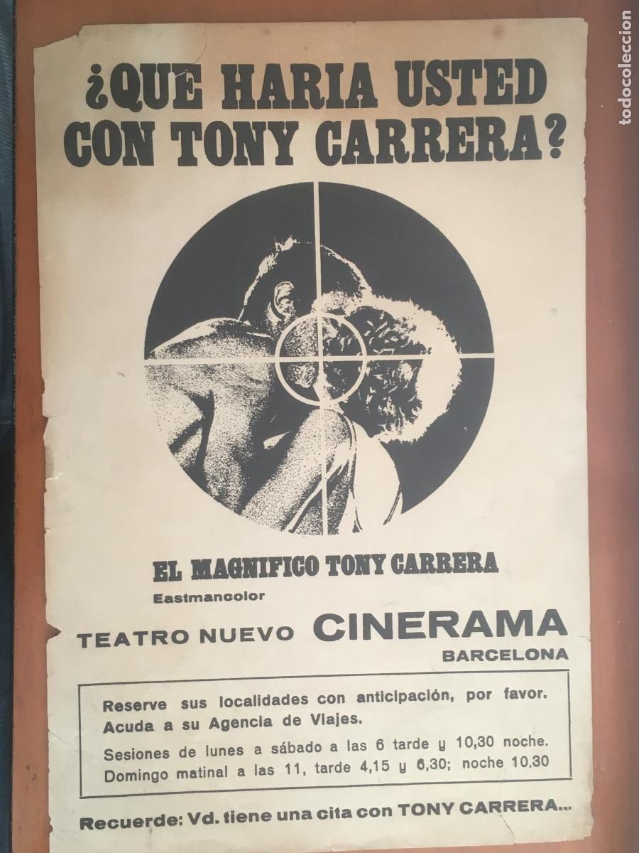 Cine: el magnifico tony carrera folleto de mano local original estreno