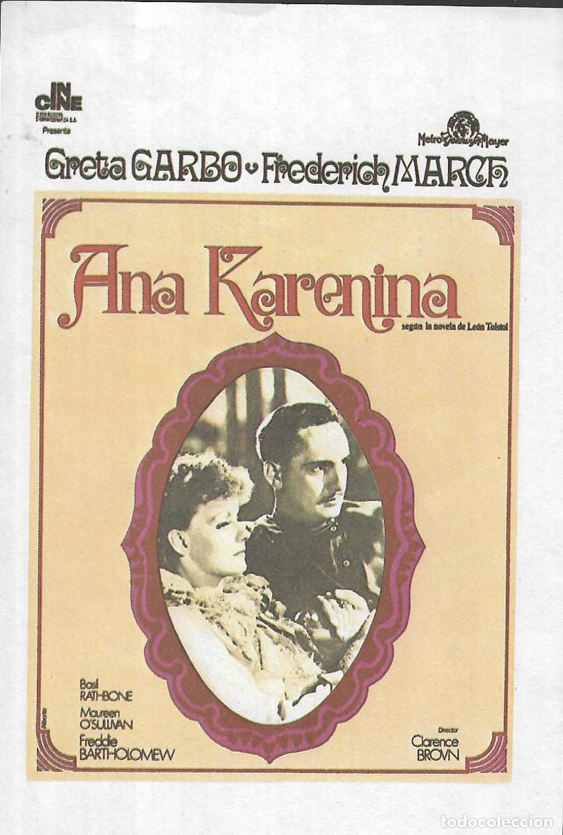 Cine: PROGRAMA DE CINE - ANA KARENINA - GRETA GARBO, FREDERICH MARCH - 1935 - SIN PUBLICIDAD.