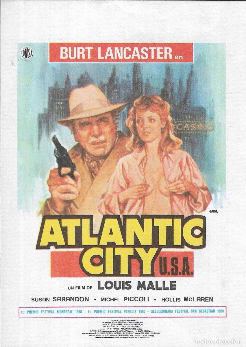 Cine: PROGRAMA DE CINE - ATLANTIC CITY - BURT LANCASTER, SUSAN SARANDON - 1980 - JANO - SIN PUBLICIDAD.