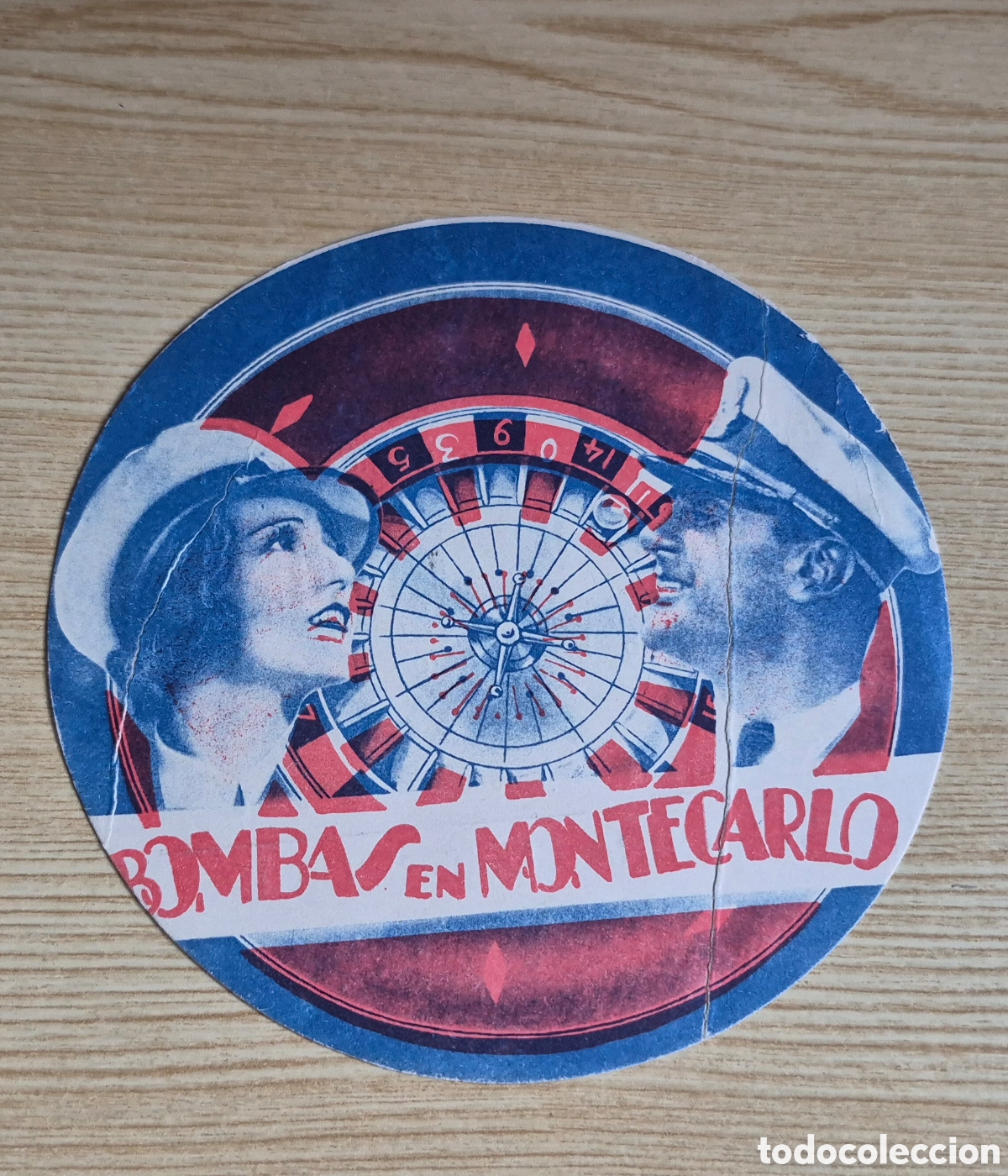 Cine: Antiguo programa de cine troquelado Bombas en Montecarlo 1932 Teatro M&aacute;iquez de Cartagena