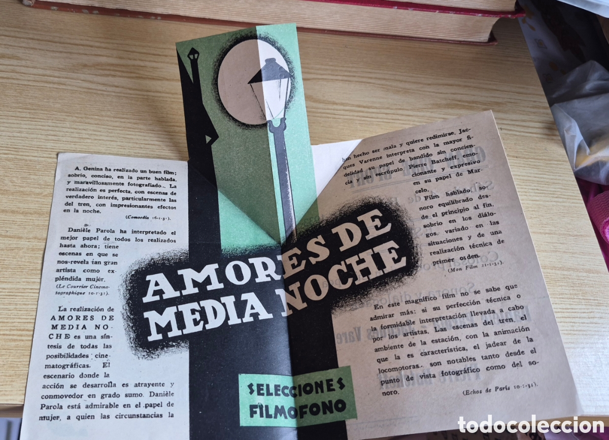 Cine: Antiguo programa de cine troquelado Amores de Medianoche Cine Sport de Cartagena 1933
