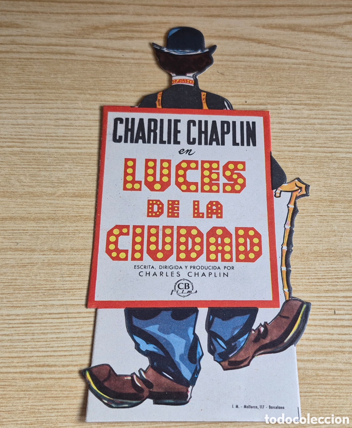 Cine: Antiguo programa de cine troquelado Luces de la ciudad de Charles Chaplin - Foto 1
