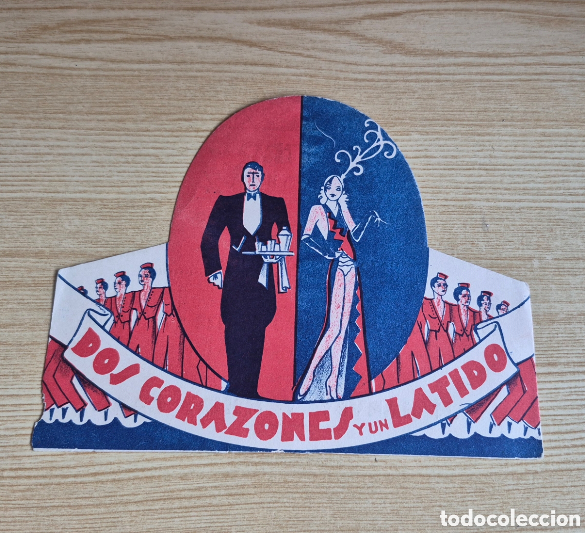 Cine: Antiguo programa de cine troquelado Dos corazones y un latido. Teatro M&aacute;iquez de Cartagena. 1933