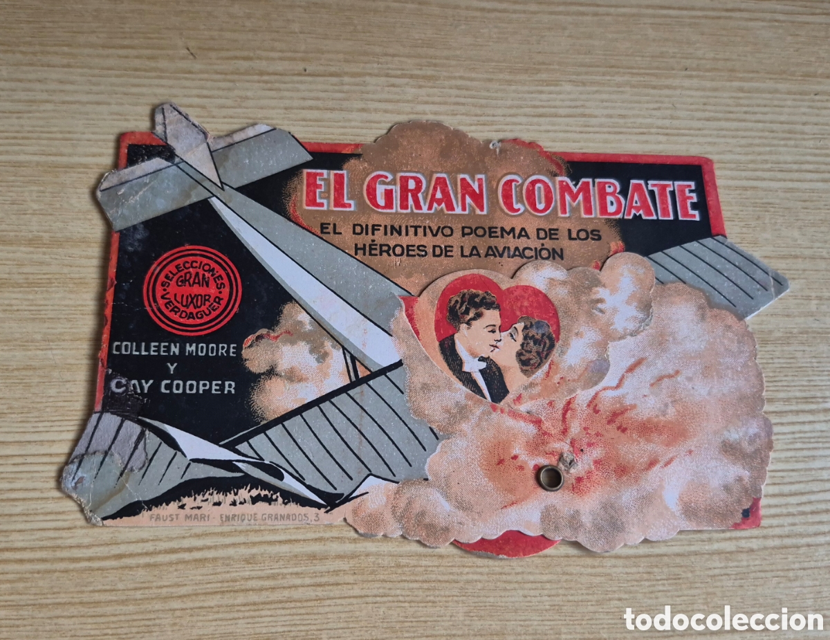 Cine: Antiguo programa de cine mudo troquelado El gran combate - Foto 1