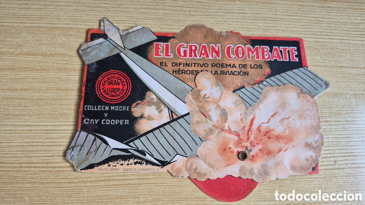 Cine: Antiguo programa de cine mudo troquelado El gran combate - Foto 3