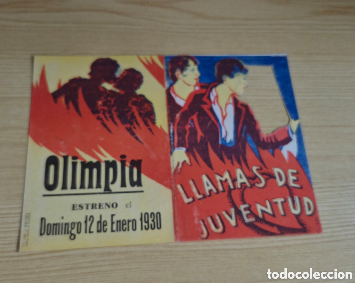 Cine: Antiguo programa de cine raro doble Llamas de Juventud Cine Olimpia 1930
