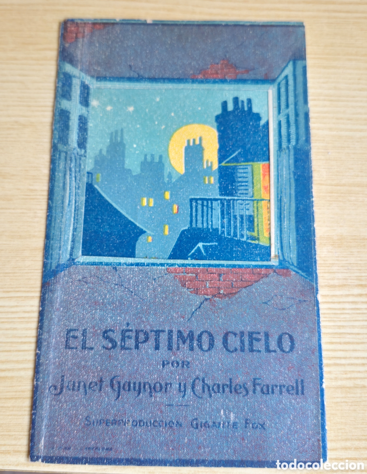 Cine: Antiguo programa de cine mudo troquelado movible El s&eacute;ptimo cielo A&ntilde;os 20