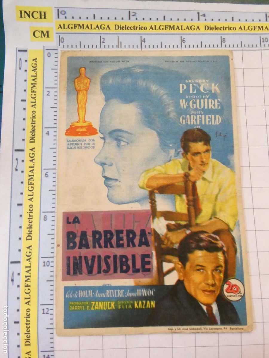 Cine: PROGRAMA DE MANO. CINE. PEL&Iacute;CULA. LA BARRERA INVISIBLE COLISEO OLYMPIA. 577