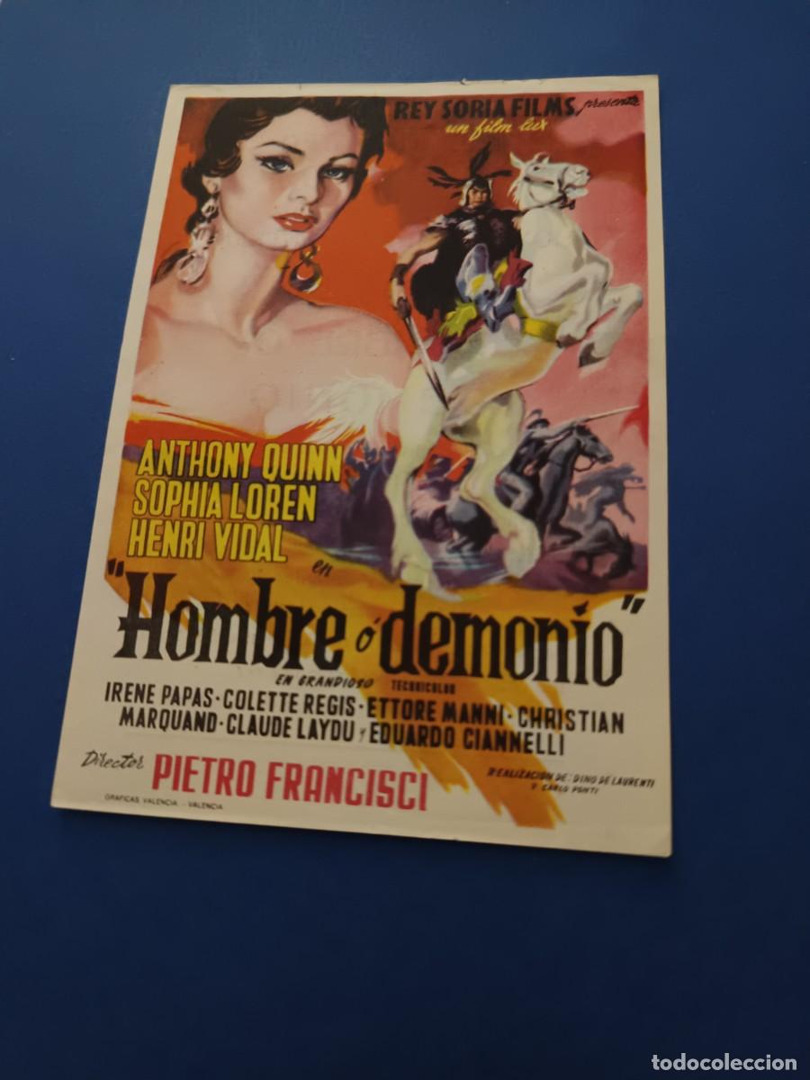 Folhetos de m&atilde;o de filmes antigos de cinema: PROGRAMA DE CINE HOMBRE O DEMONIO SOFIA LOREN ANTHONY QUINN
