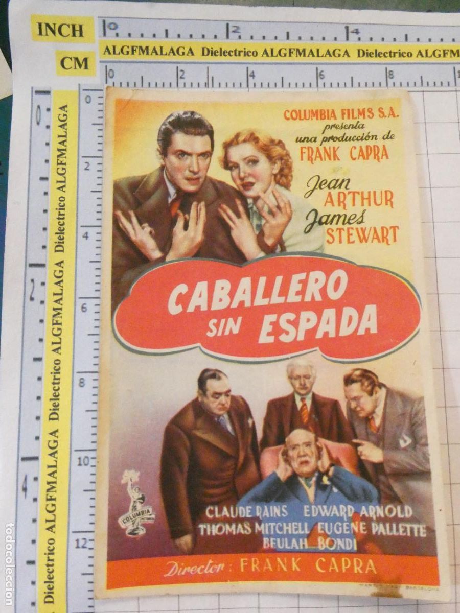 Cine: PROGRAMA DE MANO. CINE. PEL&Iacute;CULA. CABALLERO SIN ESPADA CINEMA TERRAZA ANDUJAR. 587