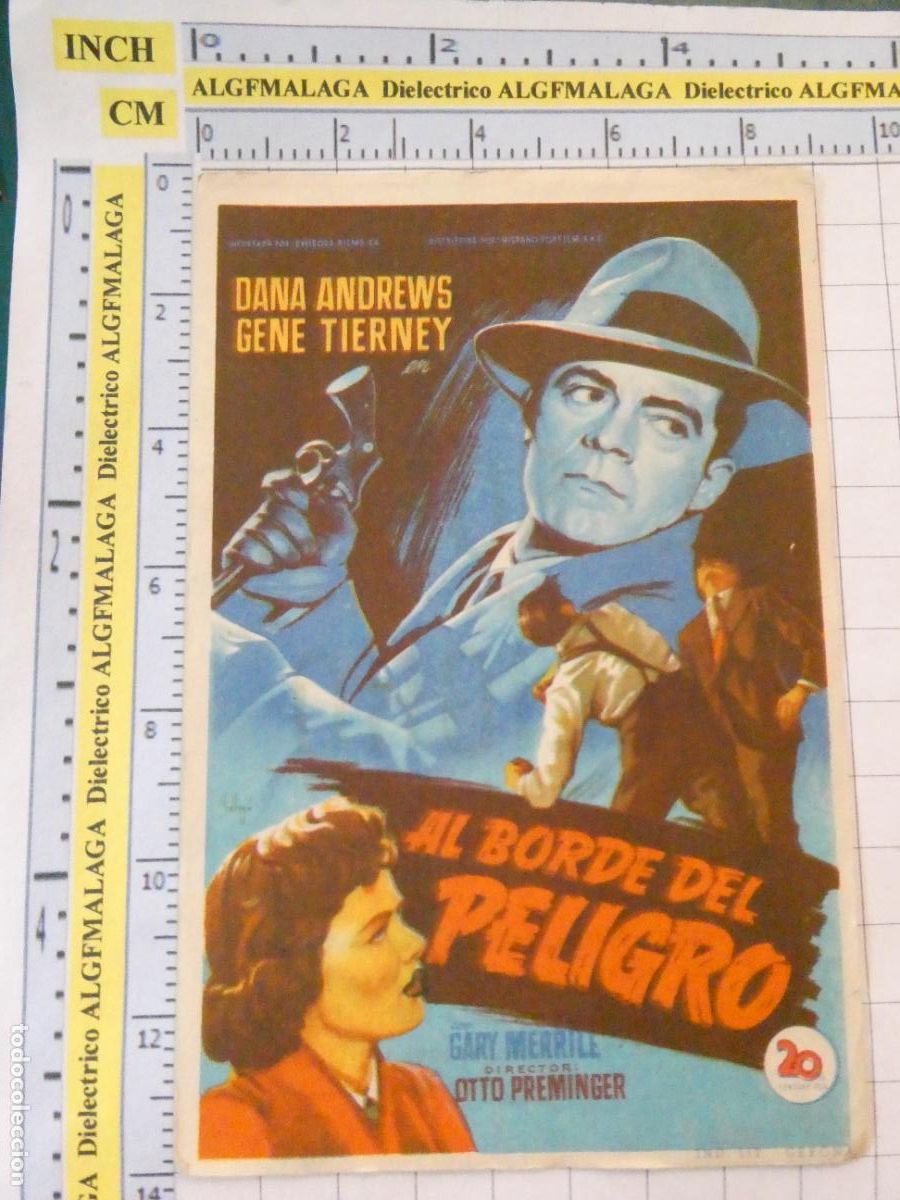 Cine: PROGRAMA DE MANO. CINE. PEL&Iacute;CULA. AL BORDE DEL PELIGRO CINE GRANADA. 588