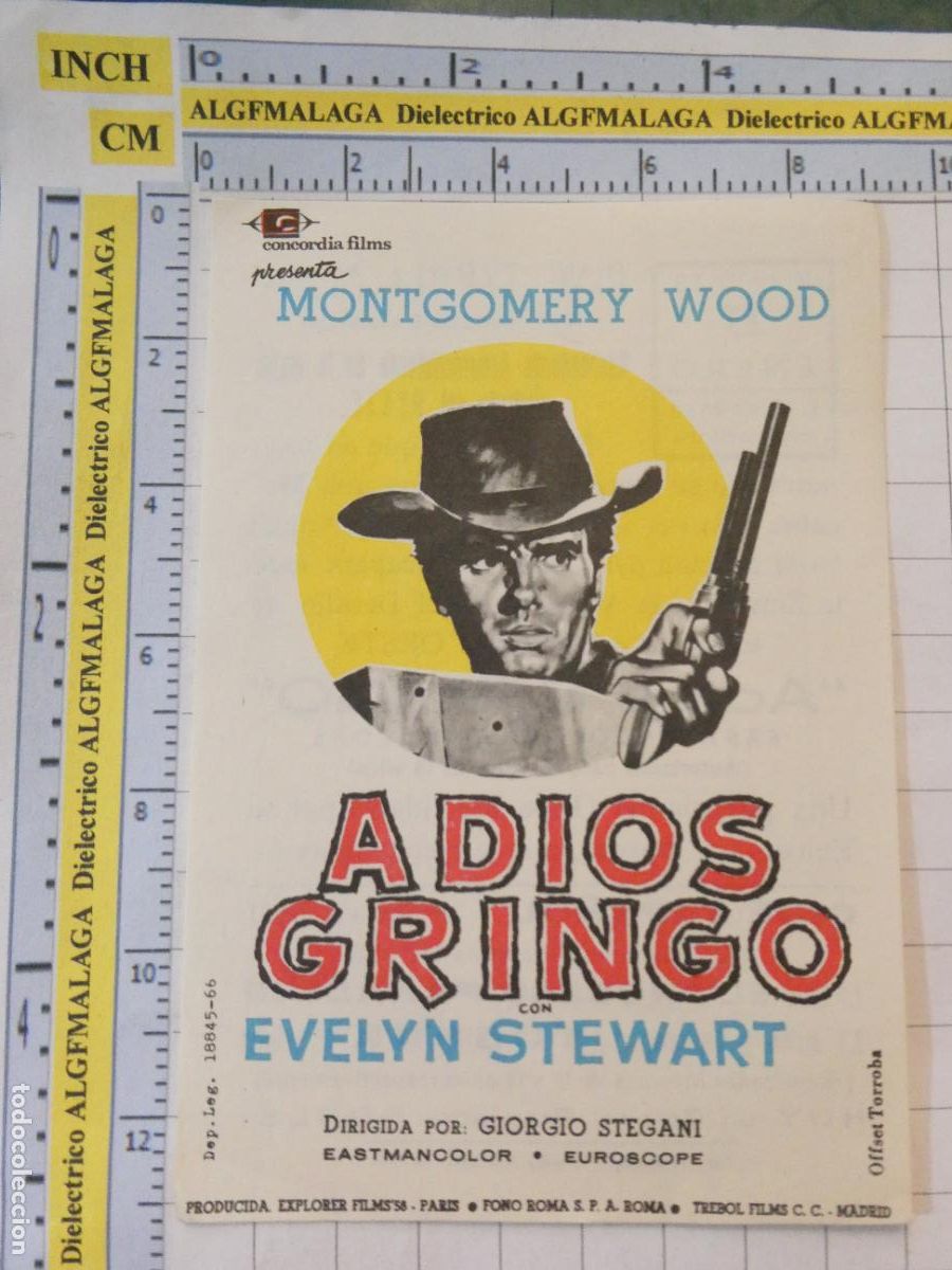Cine: PROGRAMA DE MANO. CINE. PEL&Iacute;CULA. ADIOS GRINGO CINE TIVOLI AND&Uacute;JAR JAEN. 589