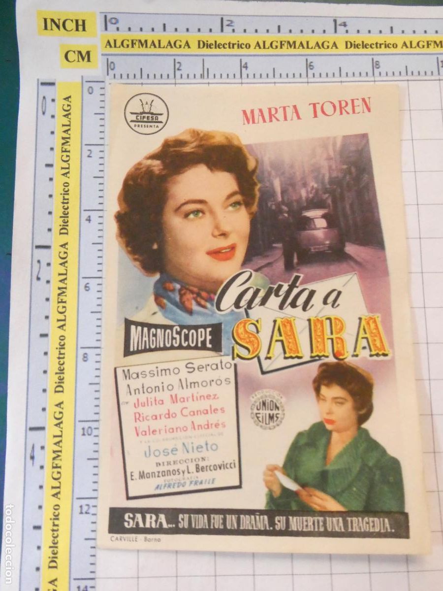 Cine: PROGRAMA DE MANO. CINE. PEL&Iacute;CULA. CARTA A SARA. 594