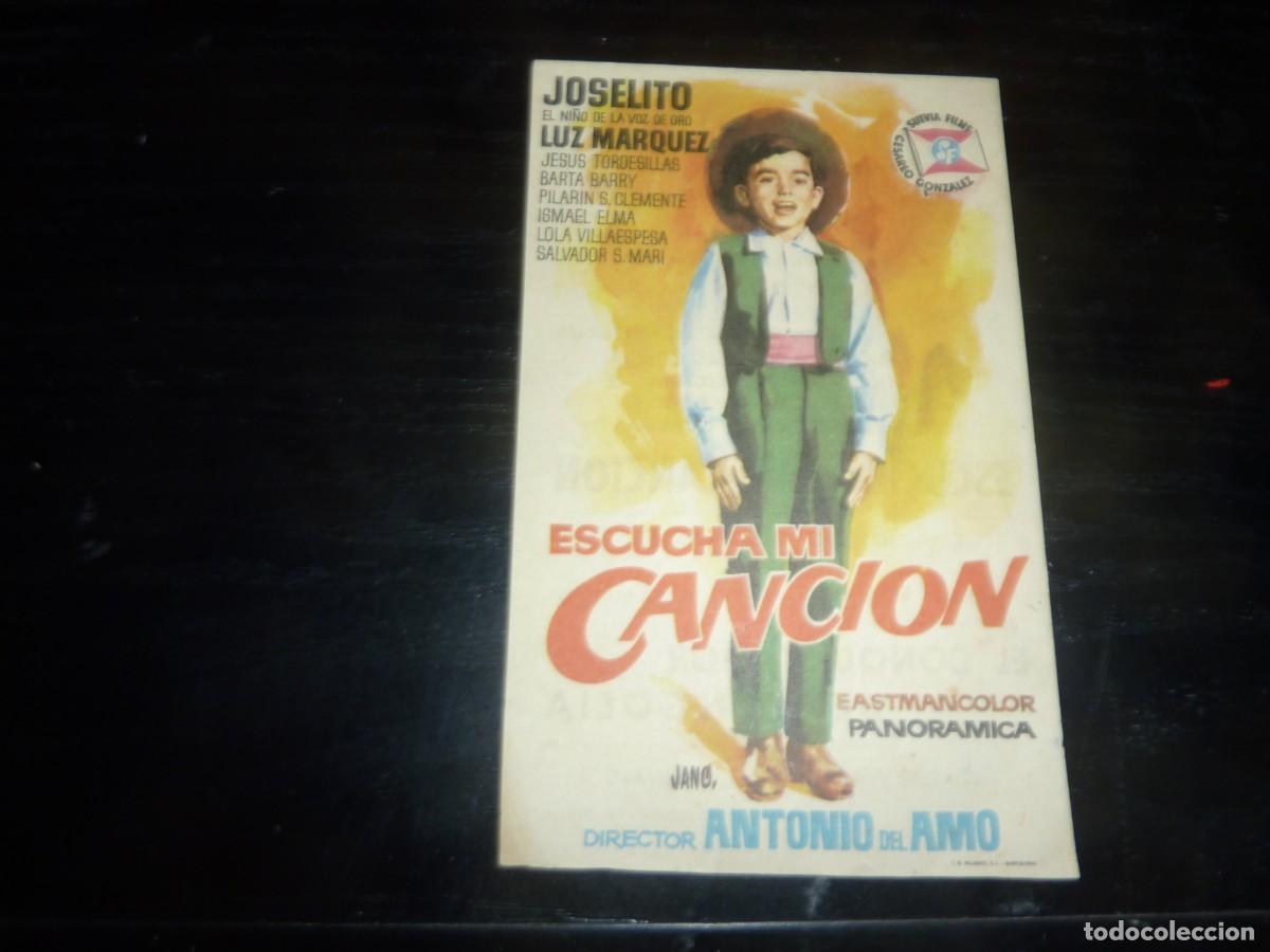Cine: Folleto de cine ESCUCHA MI CANCION con publicidad