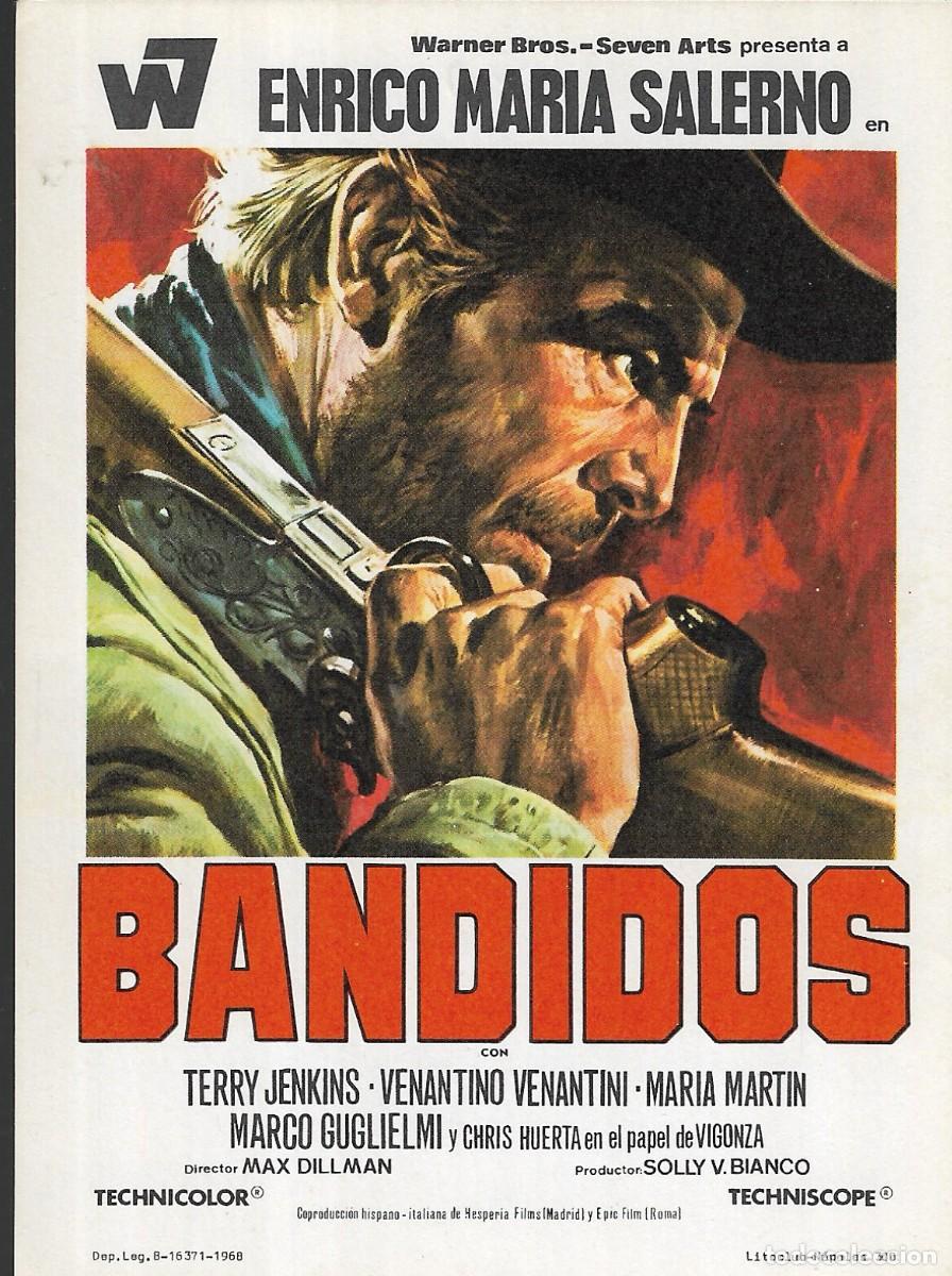 Cine: PROGRAMA DE CINE - BANDIDOS - ENRICO MARIA SALERNO - 1968 - SIN PUBLICIDAD.