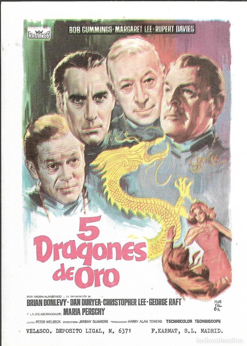 Cine: PROGRAMA DE CINE - 5 DRAGONES DE ORO - CHRISTOPHER LEE - 1967 - MONTALB&Aacute;N - SIN PUBLICIDAD.