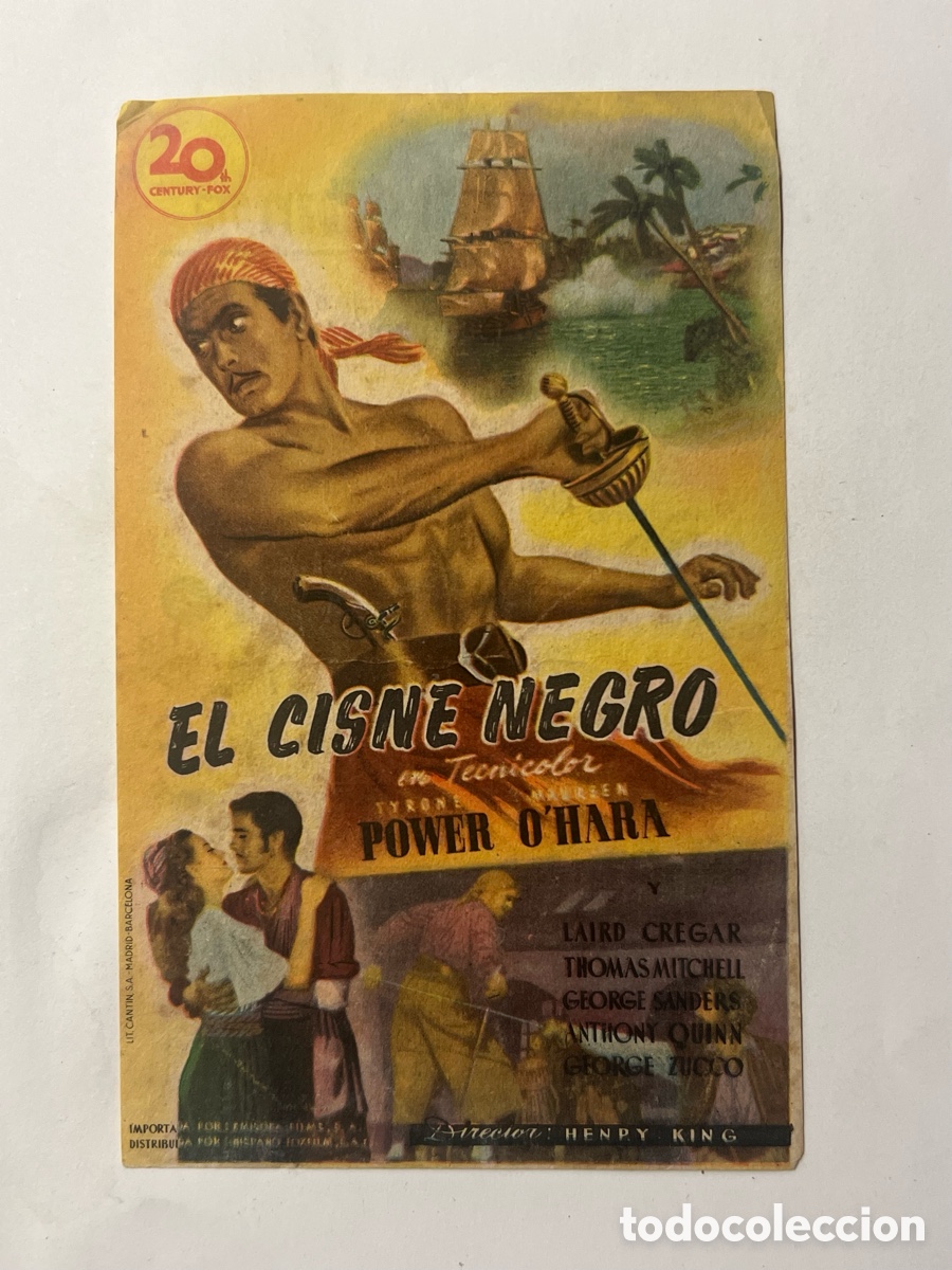 Cine: RIBARROJA CINE IMPERIAL. EL CISNE NEGRO. TYRONE POWER - MAUREEN O'HARA (h.1945?)