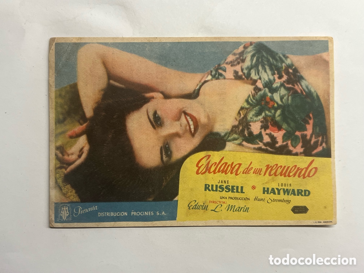 Cine: RIBARROJA CINE IMPERIAL. ESCLAVA DE UN RECUERDO JANE RUSSELL LOUIS HAYWARD (h.1945?)