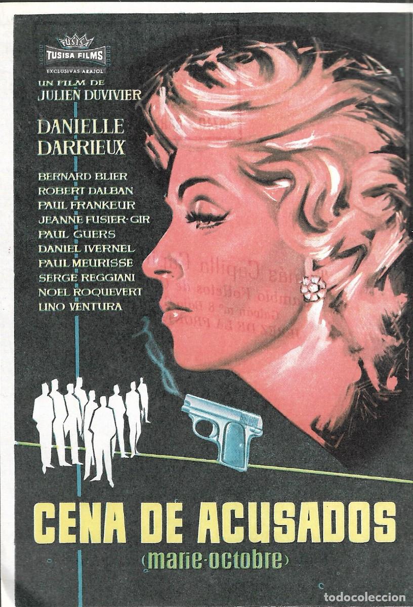 Cine: PROGRAMA DE CINE - CENA DE ACUSADOS - DANIELLE DARRIEUX - 1959 - SIN PUBLICIDAD.