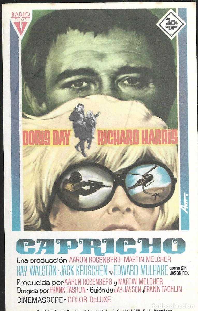 Cine: PROGRAMA DE CINE - CAPRICHO - DORIS DAY, RICHARD HARRIS - 1967 - AM - SIN PUBLICIDAD.