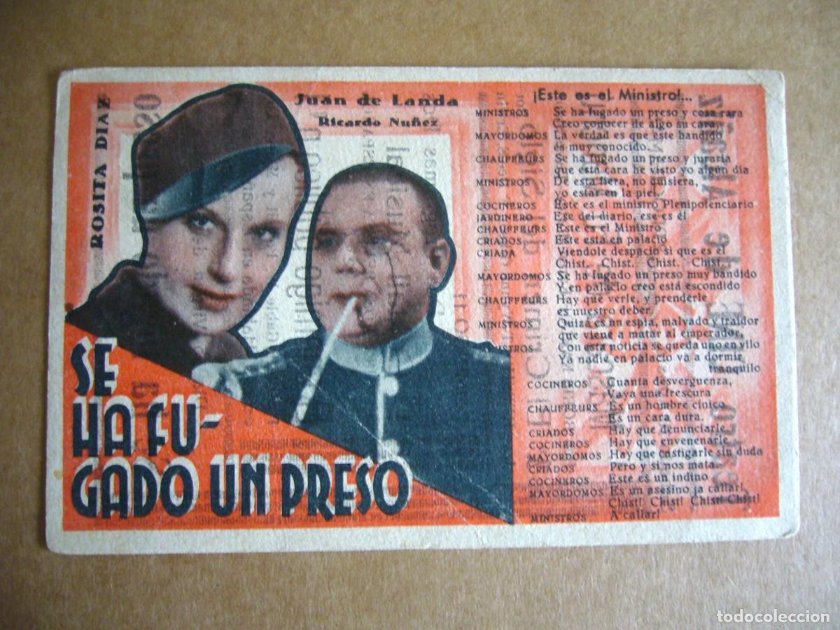 Cine: PROGRAMA de MANO 1935 SE HA FUGADO UN PRESO Programa Doble