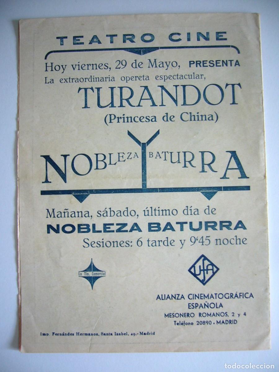 Cine: PROGRAMA de MANO 1938 TURANDOT Programa Doble - Foto 4