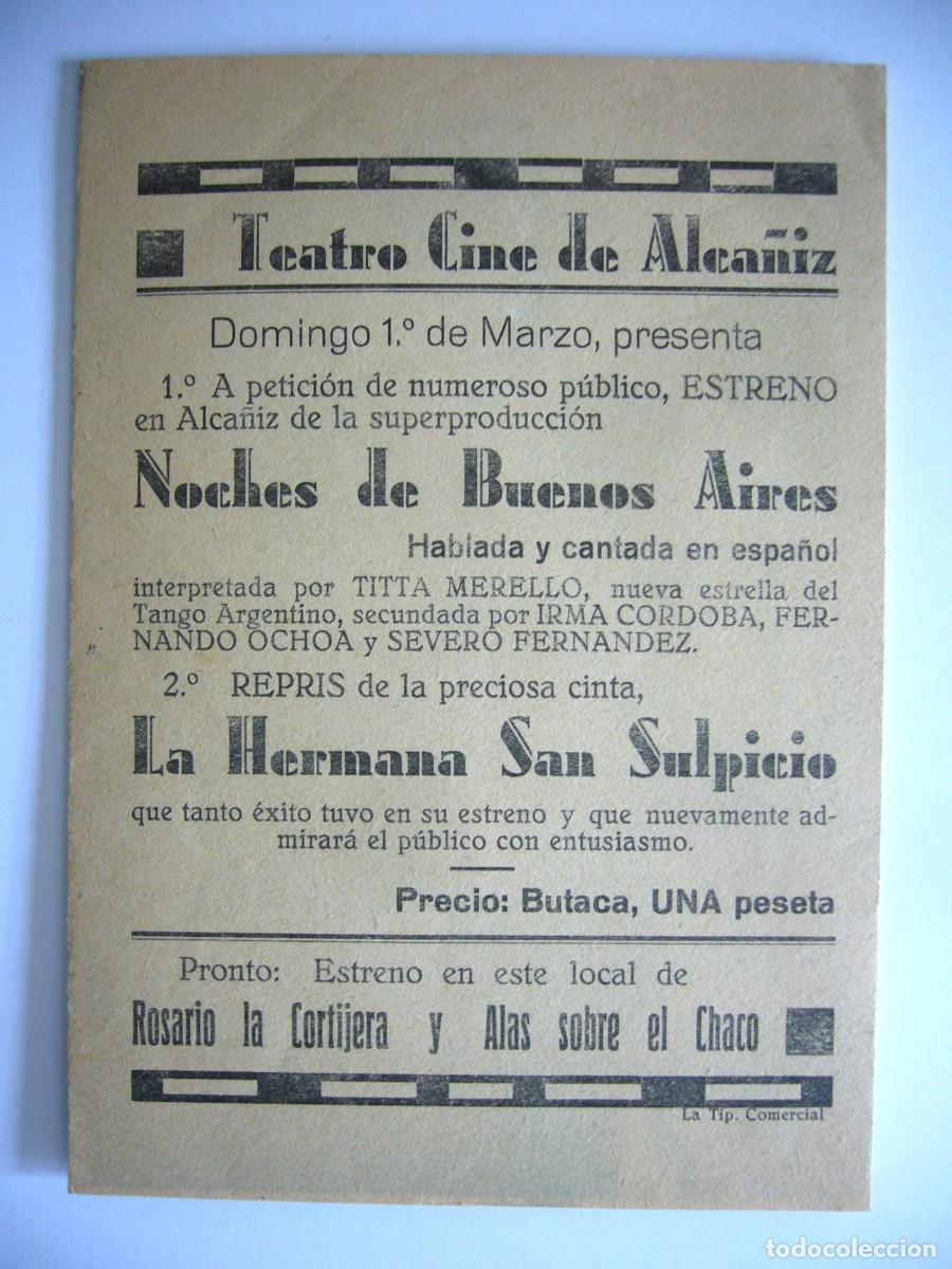 Cine: PROGRAMA de MANO 1935 NOCHES DE BUENOS AIRES Programa Doble - Foto 3