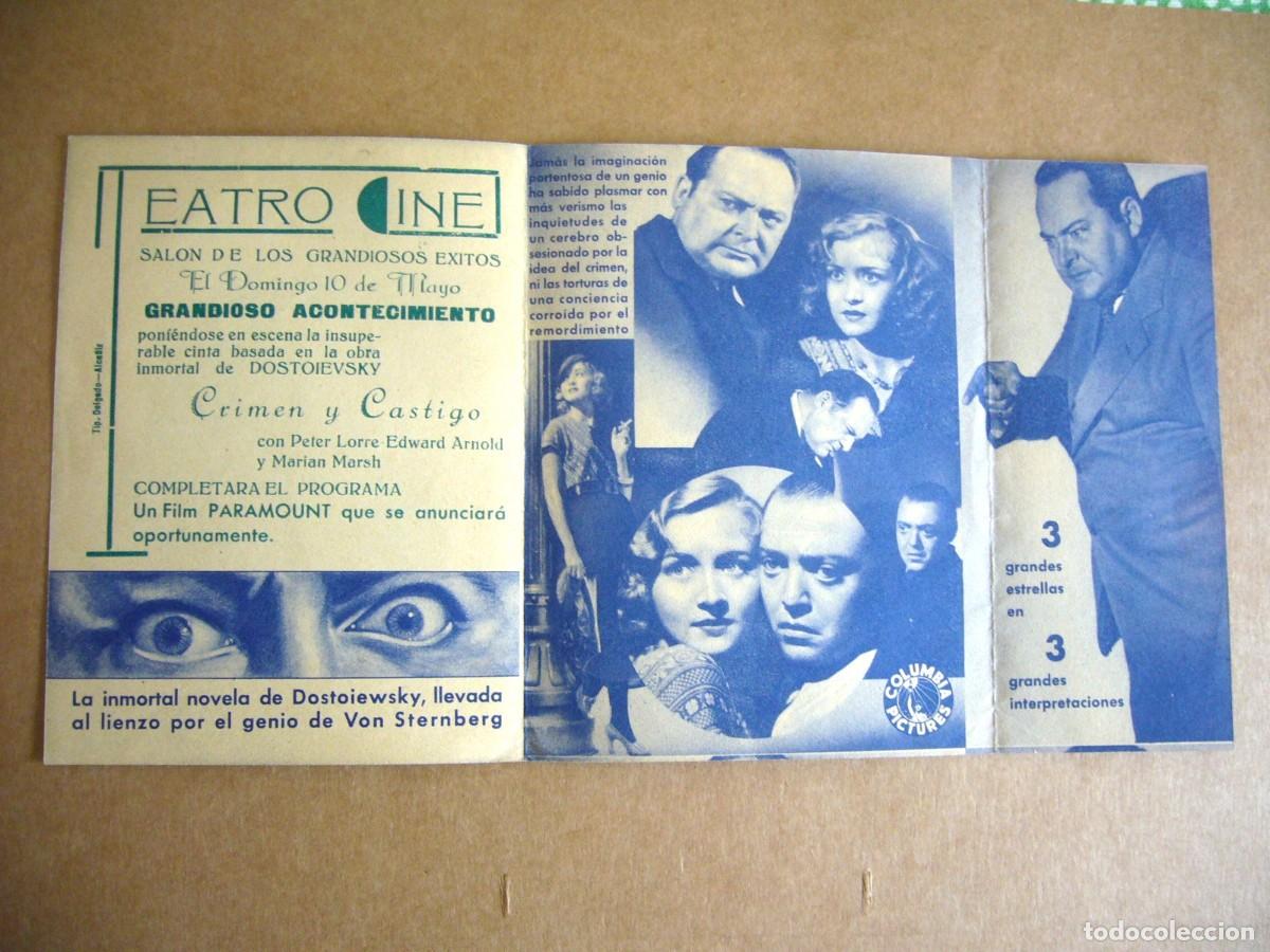 Cine: PROGRAMA de MANO 1935 CRIMEN Y CASTIGO - Foto 2