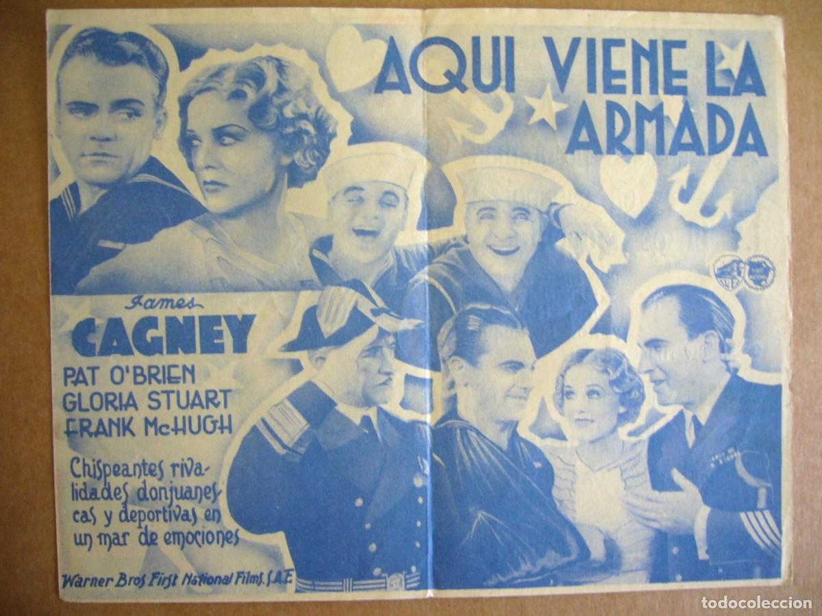 Cine: PROGRAMA de MANO 1934 AQU&Iacute; VIENE LA ARMADA Programa Doble - Foto 2