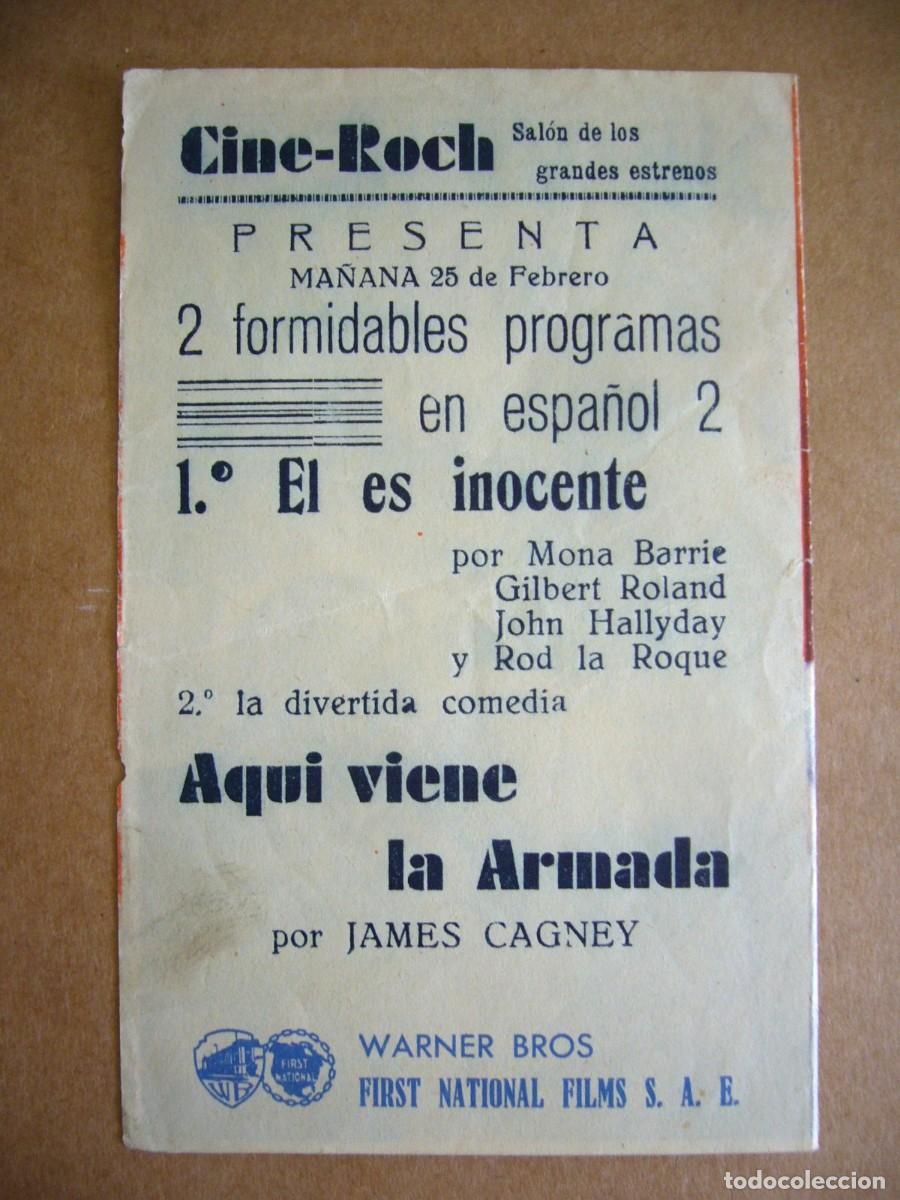 Cine: PROGRAMA de MANO 1934 AQU&Iacute; VIENE LA ARMADA Programa Doble - Foto 3