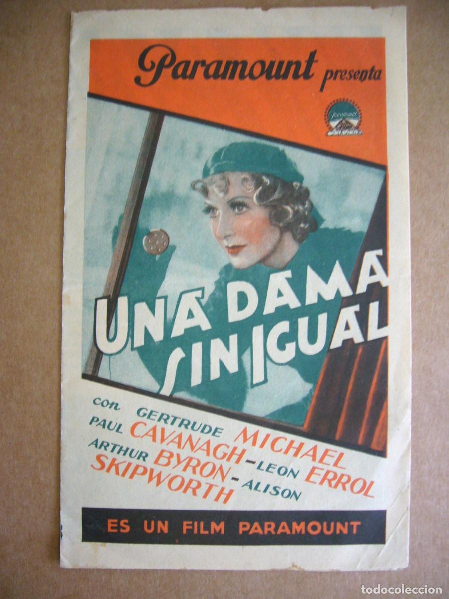 Cine: PROGRAMA de MANO 1936 UNA DAMA SIN IGUAL Programa Doble