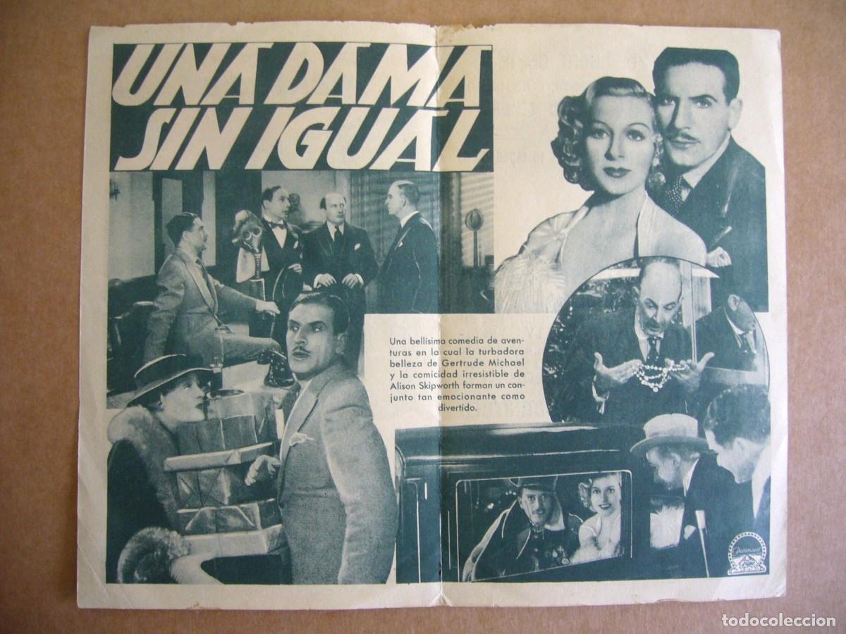 Cine: PROGRAMA de MANO 1936 UNA DAMA SIN IGUAL Programa Doble - Foto 3