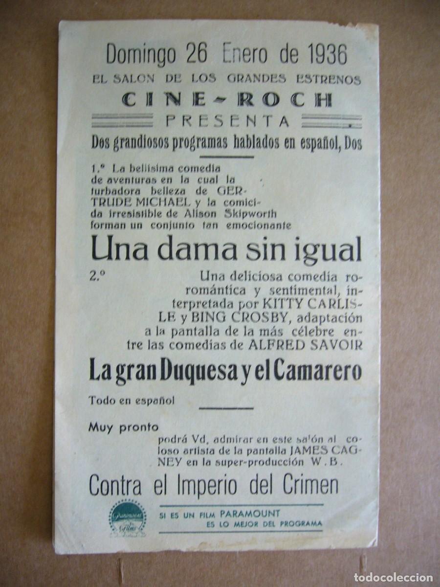 Cine: PROGRAMA de MANO 1936 UNA DAMA SIN IGUAL Programa Doble - Foto 4