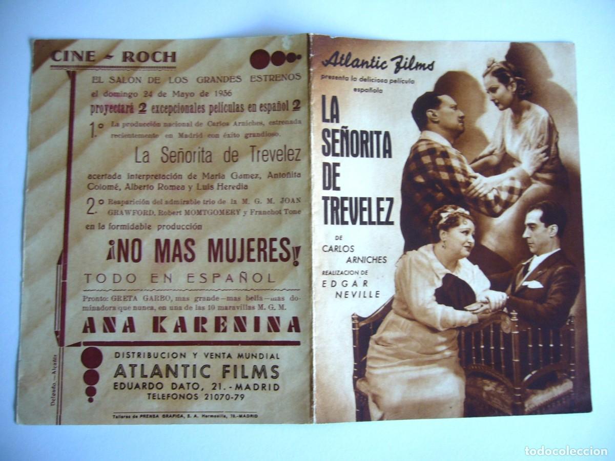 Cine: PROGRAMA de MANO 1936 LA SE&Ntilde;ORITA DE TR&Eacute;VELEZ Programa Doble - Foto 3